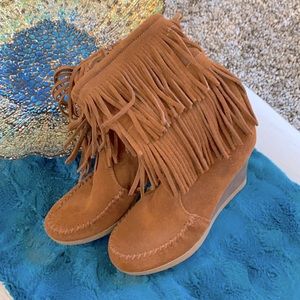 New Tan Fringe Ankle Boots!!